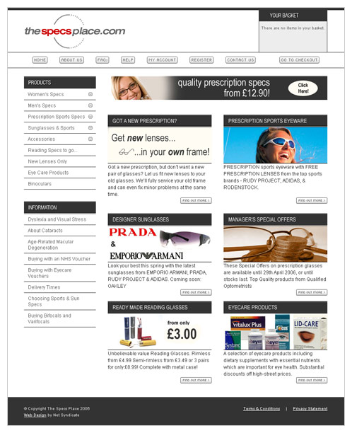 Online Spectacles Shop Screenshot